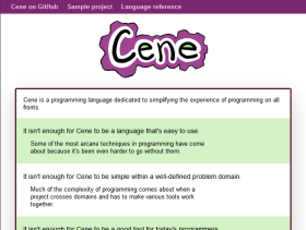 Screenshot of the Cene website